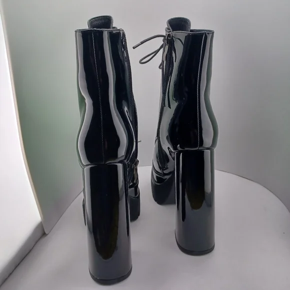 Artrotter Black Ankle Platform Boots Womens size 6 Chunky Block 5.5 in  Heel - Picture 6 of 8